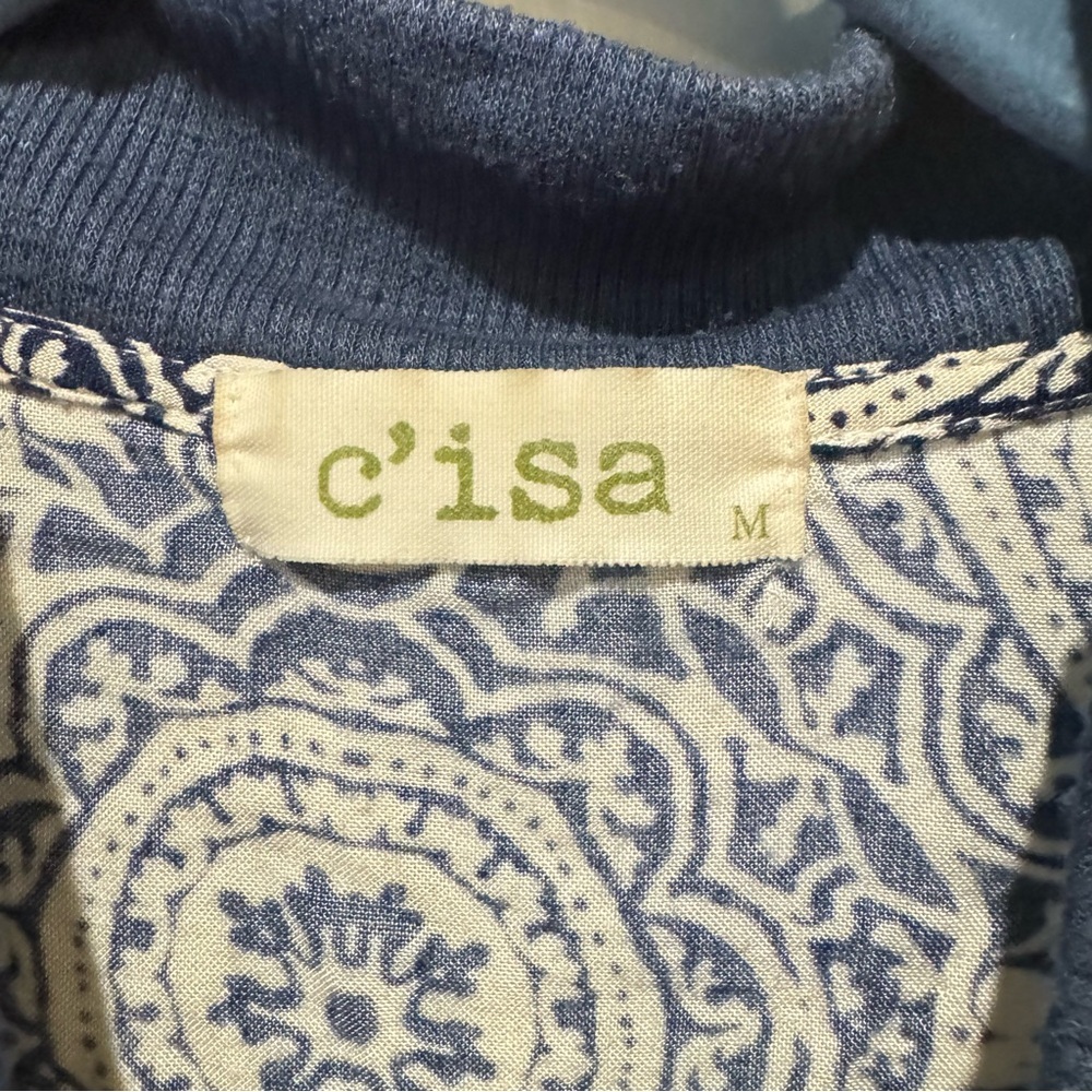 C'isa Blue and White Patterned Zip-up Top - Picture 5 of 10